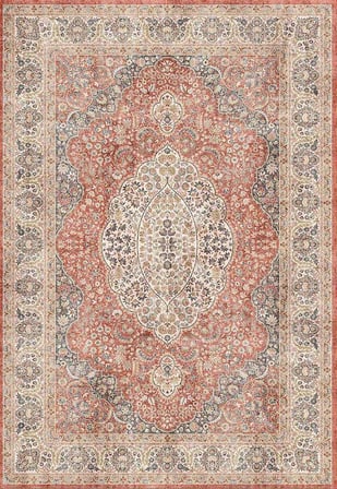 Çam Halı Dream 32-034 Etnik Eskitme Desenli Dokuma Tabanlı Yıkanabilir Şönil Salon ve Oda Halısı