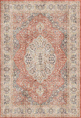 Çam Halı Dream 32-034 Etnik Eskitme Desenli Dokuma Tabanlı Yıkanabilir Şönil Salon ve Oda Halısı