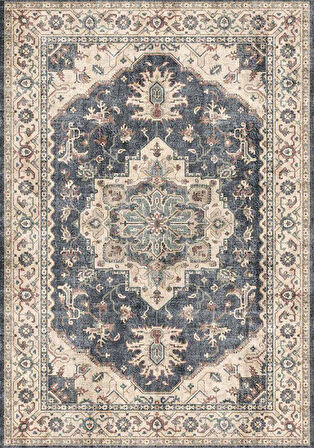 Çam Halı Dream 32-029 Etnik Eskitme Desenli Dokuma Tabanlı Yıkanabilir Şönil Salon ve Oda Halısı