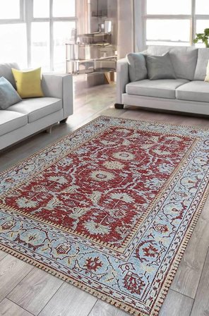 Çam Halı Anatolia 32-073 Etnik Eskitme Desenli Dokuma Tabanlı Yıkanabilir Şönil Salon ve Oda Halısı