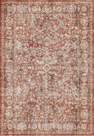 Çam Halı Anatolia 32-053 Etnik Eskitme Desenli Dokuma Tabanlı Yıkanabilir Şönil Salon ve Oda Halısı