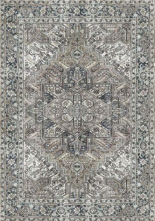 Çam Halı Anatolia 32-076 Etnik Eskitme Desenli Dokuma Tabanlı Yıkanabilir Şönil Salon ve Oda Halısı