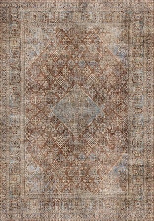 Çam Halı Anatolia 32-047 Etnik Eskitme Desenli Dokuma Tabanlı Yıkanabilir Şönil Salon ve Oda Halısı