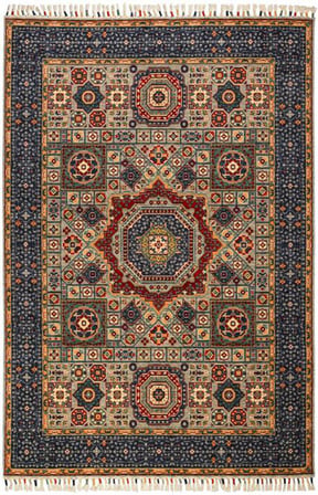 Çam Halı Sultani 821 Gri Yün ve Bambu ile Özel Tezgahlarda Üretilen Otantik Desenli El Emeği Modern Uşak Halısı