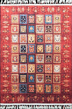 Çam Halı Şal 10650 Multi Tuğra Halı Etnik Desen Modern Kilim