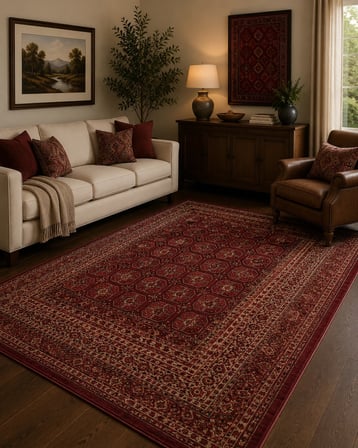 Eko Halı KYBELE KYB 03 RED Etnik Desenli Otantik Salon Halısı Oturma Odası Halısı Mutfak Halısı Modern Makine Halısı