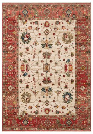 Eko Halı KYBELE KYB 04 CREAM RED XW Etnik Desenli Otantik Salon Halısı Oturma Odası Halısı Mutfak Halısı Modern Makine Halısı
