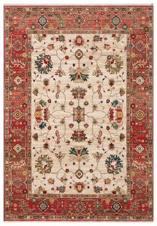 Eko Halı KYBELE KYB 04 CREAM RED XW Etnik Desenli Otantik Salon Halısı Oturma Odası Halısı Mutfak Halısı Modern Makine Halısı