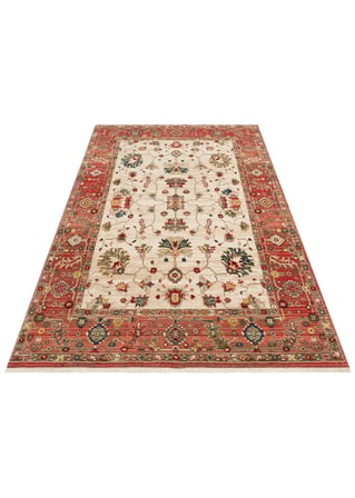 Eko Halı KYBELE KYB 04 CREAM RED XW Etnik Desenli Otantik Salon Halısı Oturma Odası Halısı Mutfak Halısı Modern Makine Halısı