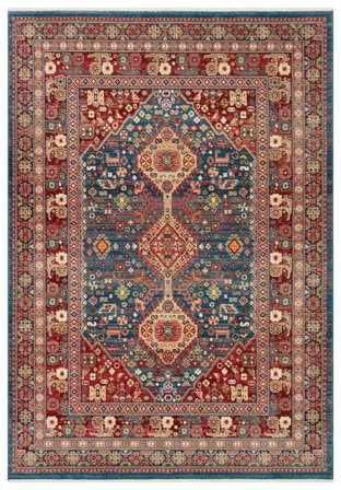 Eko Halı KYBELE KYB 05 NAVY RED XW Etnik Desenli Otantik Salon Halısı Oturma Odası Halısı Mutfak Halısı Modern Makine Halısı