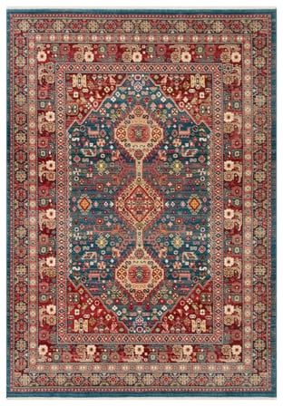 Eko Halı KYBELE KYB 05 NAVY RED XW Etnik Desenli Otantik Salon Halısı Oturma Odası Halısı Mutfak Halısı Modern Makine Halısı