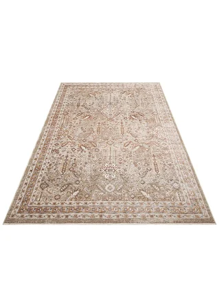 SOFIA SOF 01 CREAM GOLD Geleneksel El Dokuması Uşak Halı Desenlerine Sahip Vintage Eskitme Tarzı Salon Halısı Oturma Odası Halısı