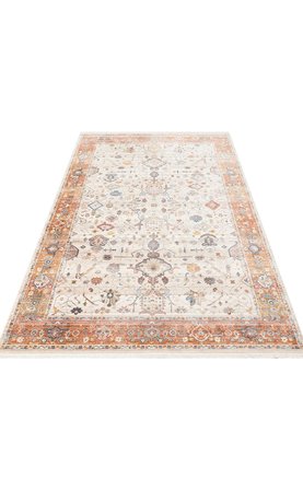 Eko Halı PİETRA PTA 01 CREAM TERRA Sıcak Renk Tonlarını Etnik Desenlerle Buluşturan Yumuşak Tuşeli Salon Halısı Oturma Odası Halısı Mutfak Halısı Modern Makine Halısı