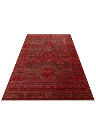 Eko Halı PİETRA PTA 21 RED Sıcak Renk Tonlarını Etnik Desenlerle Buluşturan Yumuşak Tuşeli Salon Halısı Oturma Odası Halısı Mutfak Halısı Modern Makine Halısı