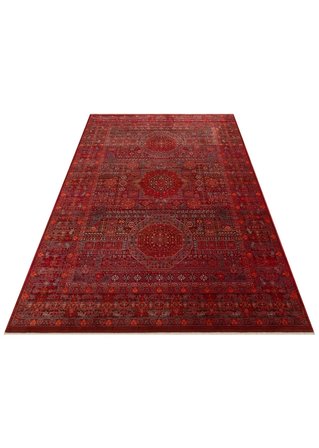 Eko Halı PİETRA PTA 21 RED Sıcak Renk Tonlarını Etnik Desenlerle Buluşturan Yumuşak Tuşeli Salon Halısı Oturma Odası Halısı Mutfak Halısı Modern Makine Halısı