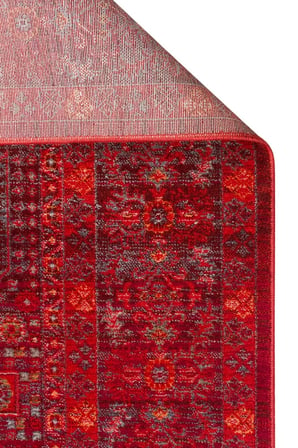 Eko Halı PİETRA PTA 21 RED Sıcak Renk Tonlarını Etnik Desenlerle Buluşturan Yumuşak Tuşeli Salon Halısı Oturma Odası Halısı Mutfak Halısı Modern Makine Halısı
