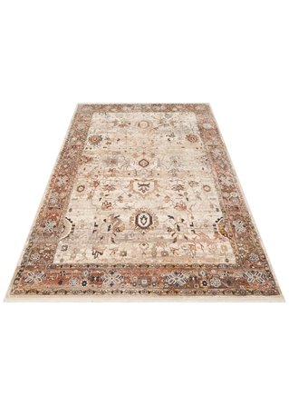 Eko Halı PİETRA PTA 22 CREAM BROWN Sıcak Renk Tonlarını Etnik Desenlerle Buluşturan Yumuşak Tuşeli Salon Halısı Oturma Odası Halısı Mutfak Halısı Modern Makine Halısı
