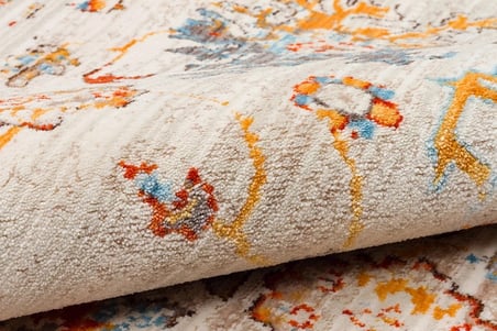 Eko Halı PİETRA PTA 23 CREAM TERRA Sıcak Renk Tonlarını Etnik Desenlerle Buluşturan Yumuşak Tuşeli Salon Halısı Oturma Odası Halısı Mutfak Halısı Modern Makine Halısı