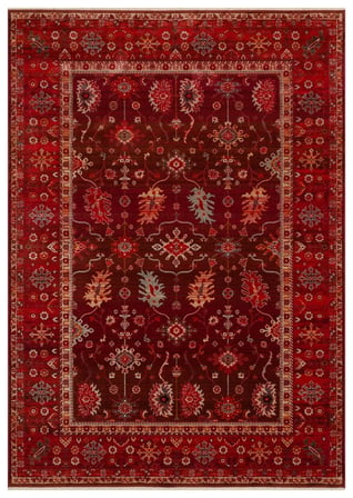 Eko Halı PİETRA PTA 24 RED Sıcak Renk Tonlarını Etnik Desenlerle Buluşturan Yumuşak Tuşeli Salon Halısı Oturma Odası Halısı Mutfak Halısı Modern Makine Halısı