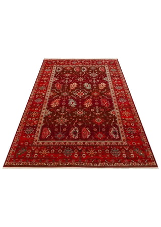 Eko Halı PİETRA PTA 24 RED Sıcak Renk Tonlarını Etnik Desenlerle Buluşturan Yumuşak Tuşeli Salon Halısı Oturma Odası Halısı Mutfak Halısı Modern Makine Halısı