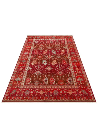 Eko Halı PİETRA PTA 24 RED Sıcak Renk Tonlarını Etnik Desenlerle Buluşturan Yumuşak Tuşeli Salon Halısı Oturma Odası Halısı Mutfak Halısı Modern Makine Halısı