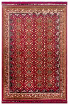 SATEEN AFGHAN SFG 01 RED Afgan Desenlerine Sahip Hav Vermeyen Özel İplerle Dokunan Yıkanabilir ve Özel Kaymaz Tabanlı Sık Dokuma Makine Halısı