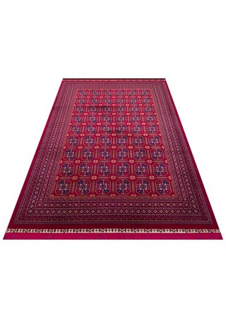 SATEEN AFGHAN SFG 02 RED Afgan Desenlerine Sahip Hav Vermeyen Özel İplerle Dokunan Yıkanabilir ve Özel Kaymaz Tabanlı Sık Dokuma Makine Halısı