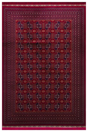 SATEEN AFGHAN SFG 02 RED Afgan Desenlerine Sahip Hav Vermeyen Özel İplerle Dokunan Yıkanabilir ve Özel Kaymaz Tabanlı Sık Dokuma Makine Halısı
