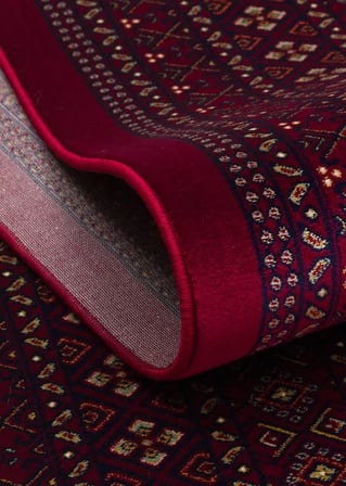 SATEEN AFGHAN SFG 02 RED Afgan Desenlerine Sahip Hav Vermeyen Özel İplerle Dokunan Yıkanabilir ve Özel Kaymaz Tabanlı Sık Dokuma Makine Halısı