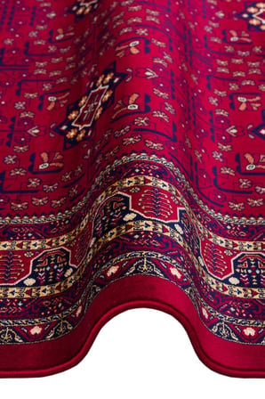 SATEEN AFGHAN SFG 03 RED Afgan Desenlerine Sahip Hav Vermeyen Özel İplerle Dokunan Yıkanabilir ve Özel Kaymaz Tabanlı Sık Dokuma Makine Halısı