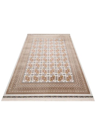 SATEEN AFGHAN SFG 02 BEİGE Afgan Desenlerine Sahip Hav Vermeyen Özel İplerle Dokunan Yıkanabilir ve Özel Kaymaz Tabanlı Sık Dokuma Makine Halısı