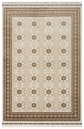 SATEEN AFGHAN SFG 03 BEİGE Afgan Desenlerine Sahip Hav Vermeyen Özel İplerle Dokunan Yıkanabilir ve Özel Kaymaz Tabanlı Sık Dokuma Makine Halısı