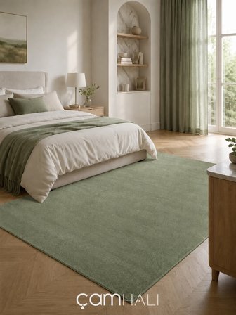 Eko Halı ZEN 01 GREEN Hav Toz Vermez Yumuşak Dokulu Salon Halısı Oturma Odası Halısı Yatak Odası Halısı Çocuk Odası Halısı Koridor Halısı Mutfak Halısı Modern Makine Halısı