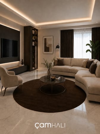 Eko Halı ZEN 01 BROWN DAİRE Hav Toz Vermez Yumuşak Dokulu Salon Halısı Oturma Odası Halısı Yatak Odası Halısı Çocuk Odası Halısı Koridor Halısı Mutfak Halısı Modern Makine Halısı