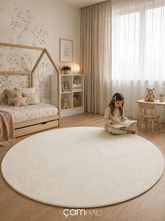 Eko Halı ZEN 01 WHİTE DAİRE Hav Toz Vermez Yumuşak Dokulu Salon Halısı Oturma Odası Halısı Yatak Odası Halısı Çocuk Odası Halısı Koridor Halısı Mutfak Halısı Modern Makine Halısı