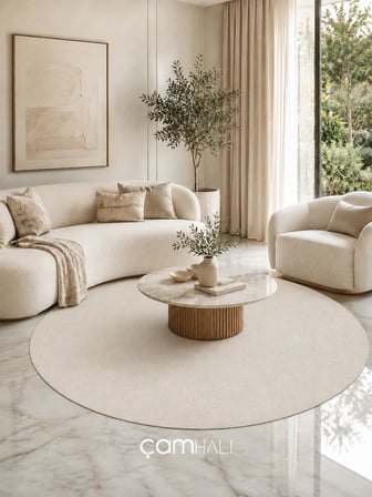 Eko Halı ZEN 01 L.STONE DAİRE Hav Toz Vermez Yumuşak Dokulu Salon Halısı Oturma Odası Halısı Yatak Odası Halısı Çocuk Odası Halısı Koridor Halısı Mutfak Halısı Modern Makine Halısı