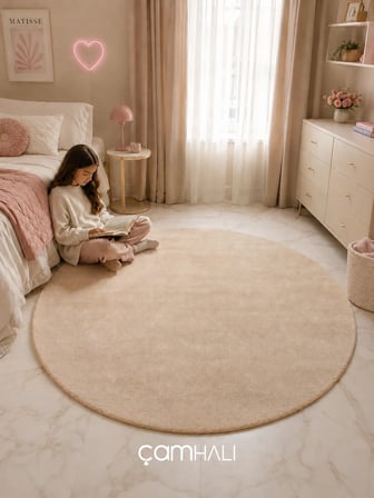 Eko Halı ZEN 01 BEİGE DAİRE Hav Toz Vermez Yumuşak Dokulu Salon Halısı Oturma Odası Halısı Yatak Odası Halısı Çocuk Odası Halısı Koridor Halısı Mutfak Halısı Modern Makine Halısı