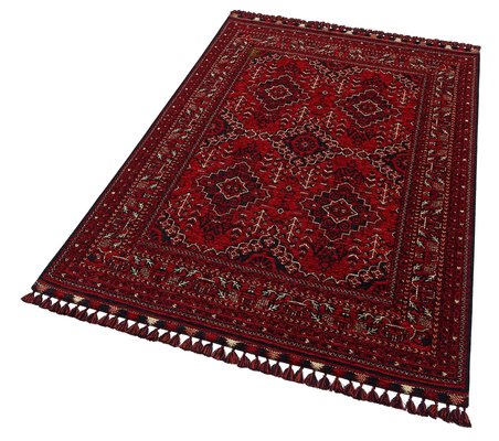 Eko Halı BUHARİ BHR 05 RED Afgan / Yağcıbedir Desenli Hav Toz Vermez Yıkanabilir Kaymaz İnce Dokuma Halı