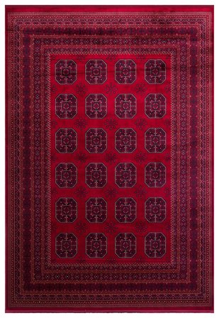 Eko Halı HERAT HER 02 RED Afgan Desenli Viskon Sıkı Dokuma Kaymaz Tabanlı İnce Makine Halısı