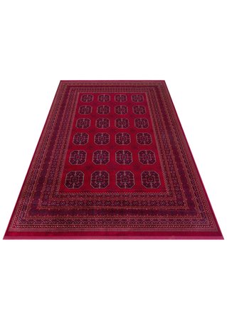 Eko Halı HERAT HER 02 RED Afgan Desenli Viskon Sıkı Dokuma Kaymaz Tabanlı İnce Makine Halısı