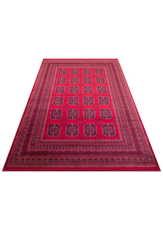 Eko Halı HERAT HER 02 RED Afgan Desenli Viskon Sıkı Dokuma Kaymaz Tabanlı İnce Makine Halısı
