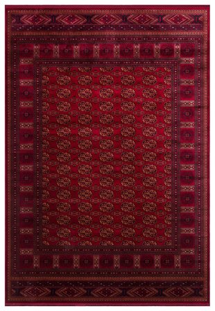 Eko Halı HERAT HER 03 RED Afgan Desenli Viskon Sıkı Dokuma Kaymaz Tabanlı İnce Makine Halısı