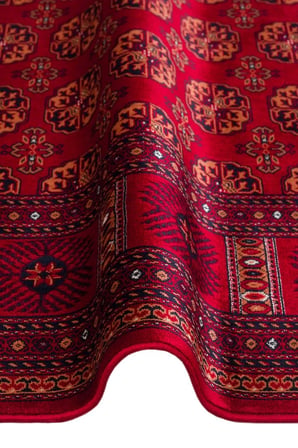 Eko Halı HERAT HER 03 RED Afgan Desenli Viskon Sıkı Dokuma Kaymaz Tabanlı İnce Makine Halısı