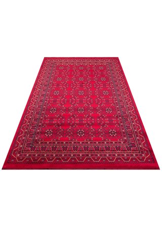 Eko Halı HERAT HER 04 RED Afgan Desenli Viskon Sıkı Dokuma Kaymaz Tabanlı İnce Makine Halısı