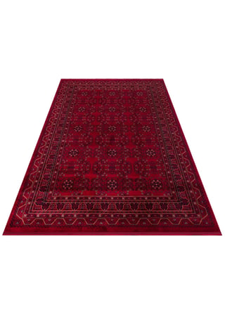Eko Halı HERAT HER 04 RED Afgan Desenli Viskon Sıkı Dokuma Kaymaz Tabanlı İnce Makine Halısı