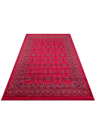 Eko Halı HERAT HER 04 RED Afgan Desenli Viskon Sıkı Dokuma Kaymaz Tabanlı İnce Makine Halısı