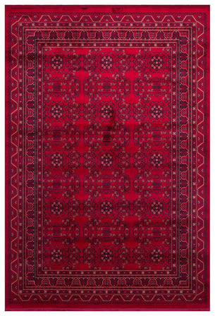 Eko Halı HERAT HER 04 RED Afgan Desenli Viskon Sıkı Dokuma Kaymaz Tabanlı İnce Makine Halısı