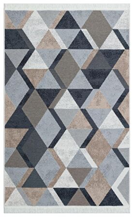 Eko Halı Arya Ar 10 Beıge Black Yıkanabilir Çift Taraflı Modern Desenli Dokuma Kilim
