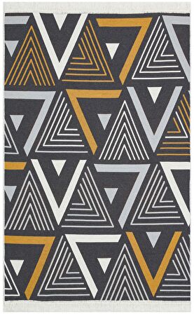 Eko Halı Arya Ar 18 Yellow Grey Yıkanabilir Çift Taraflı Modern Desenli Dokuma Kilim