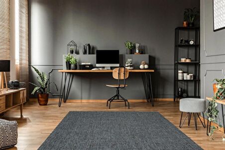 Eko Halı Brooklyn Brk 01 Antrasıt Sılver Jüt Görünümlü Kaymaz Tabanlı Dokuma Modern Kilim
